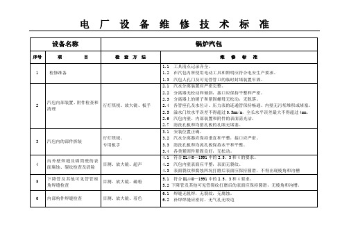 电厂设备维修检修技术标准