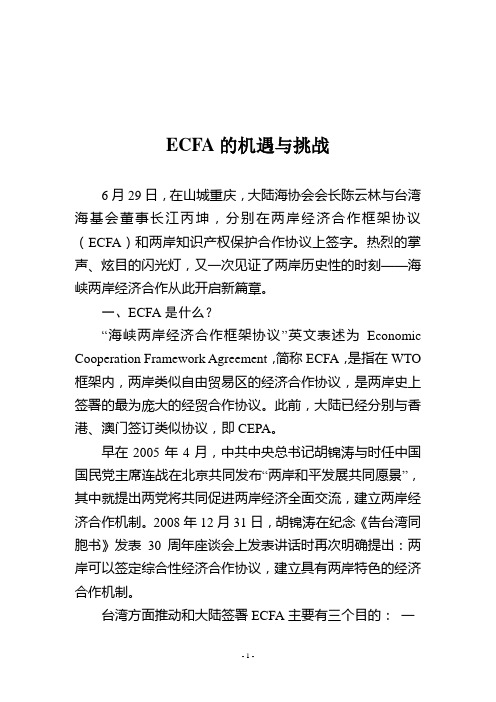 ECFA的机遇与挑战