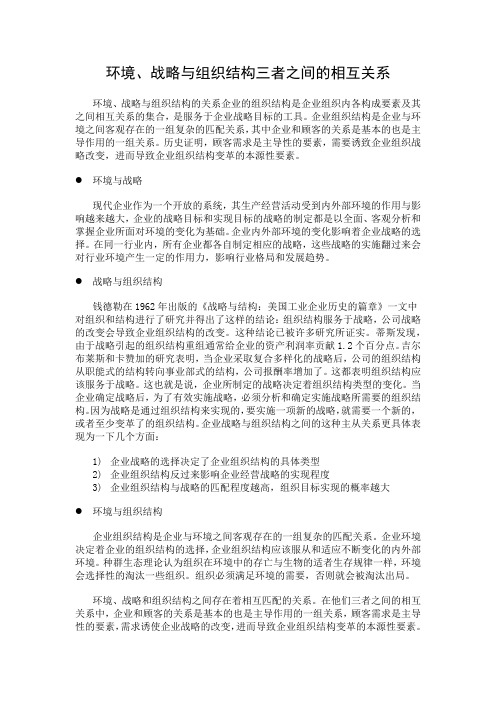 环境、战略与组织结构三者之间的相互关系