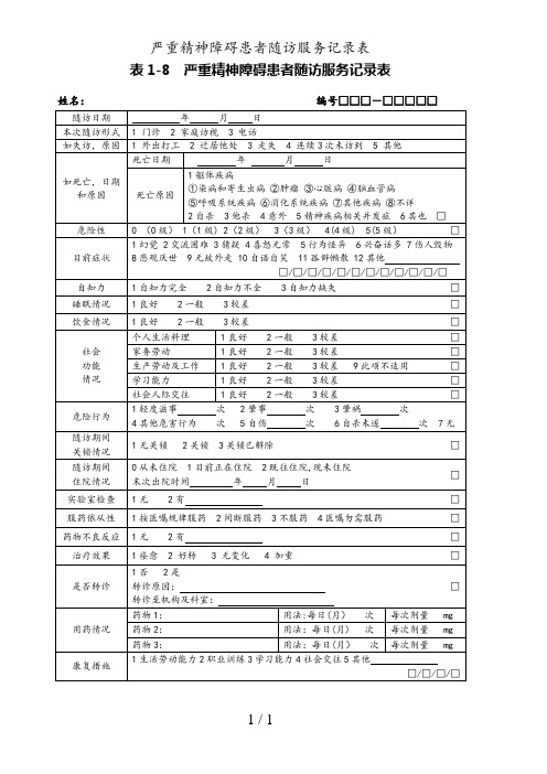 严重精神障碍患者随访服务记录表