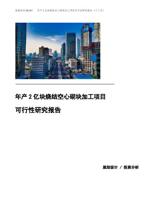 年产2亿块烧结空心砌块加工项目可行性研究报告（十三五）