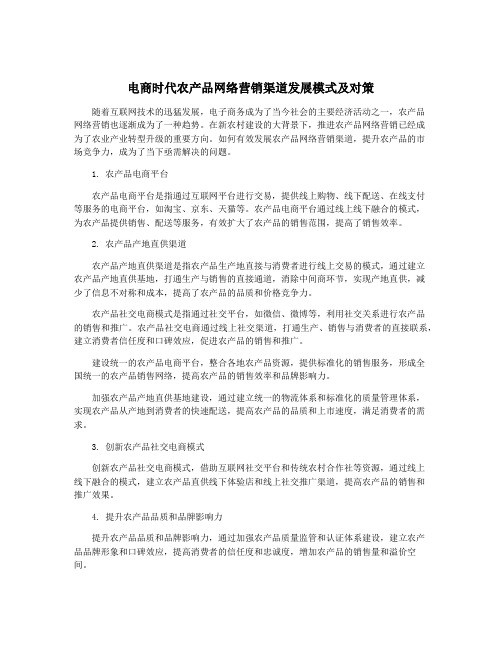 电商时代农产品网络营销渠道发展模式及对策