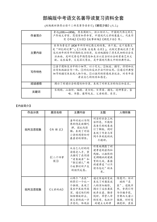 部编版中考语文名著导读复习资料全套