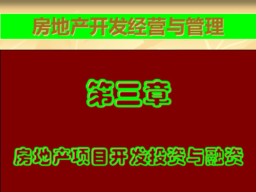 房地产项目开发投资与融资