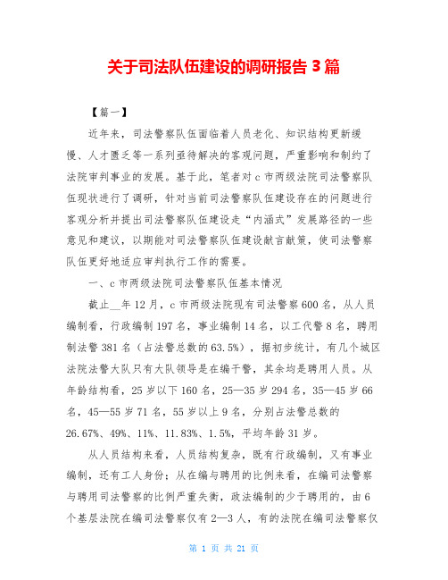 关于司法队伍建设的调研报告3篇