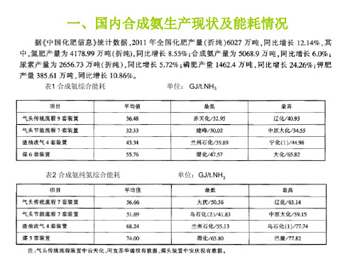 国内典型合成氨装置工艺介绍