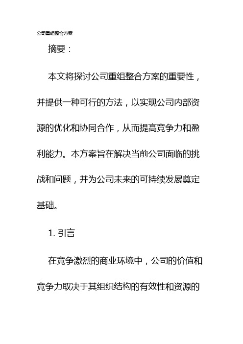 公司重组整合方案