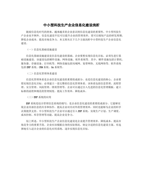 中小型科技生产企业信息化建设浅析