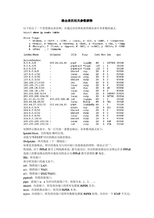 路由表的相关参数解释