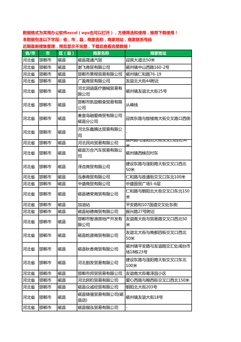 2020新版河北省邯郸市磁县商贸有限公司工商企业公司商家名录名单黄页联系电话号码地址大全56家