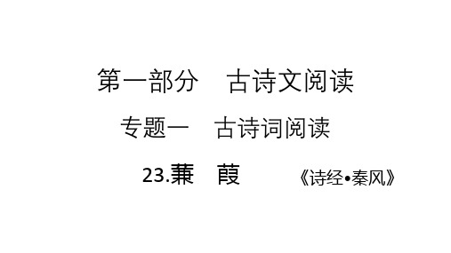 2021年中考(云南)语文复习古诗词阅读： 23.蒹 葭