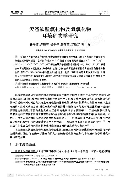 天然铁锰氧化物及氢氧化物环境矿物学研究