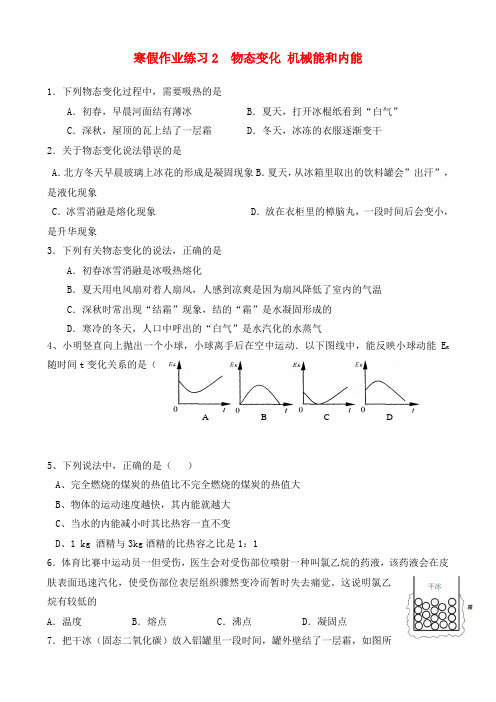 江苏省南京三中2020届九年级物理寒假作业试题(2) 新人教版