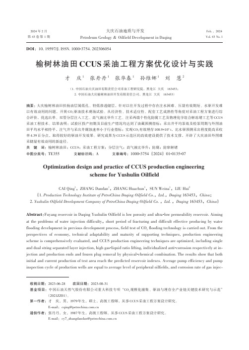 榆树林油田CCUS采油工程方案优化设计与实践