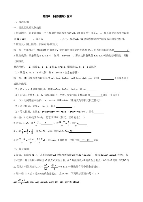 北师大版八年级数学下册第四单元相似图形复习