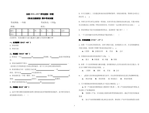 《职业生涯规划》期中考试试题(含答案)11