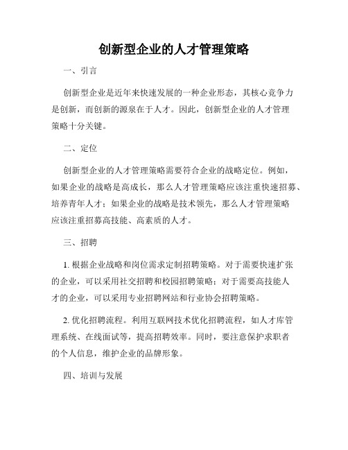 创新型企业的人才管理策略