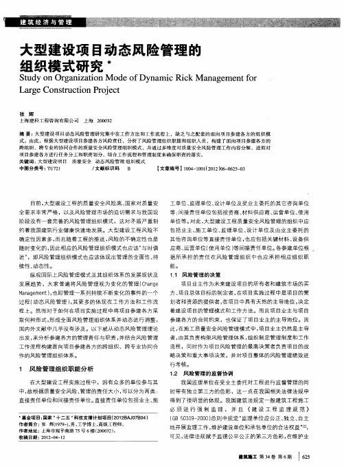 大型建设项目动态风险管理的组织模式研究