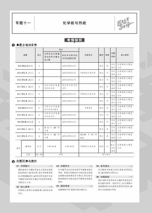 (课标I)2020版高考化学一轮复习专题十一化学能与热能教师用书(PDF,含解析)