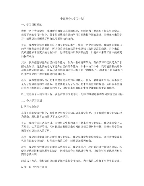 中青班个人学习计划