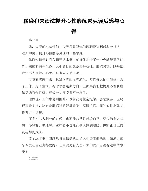 稻盛和夫活法提升心性磨练灵魂读后感与心得