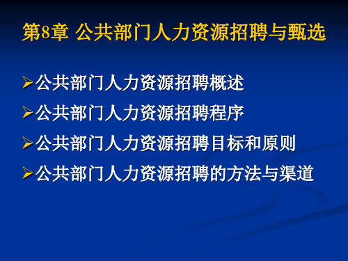 公共部门人力资源招聘与甄选