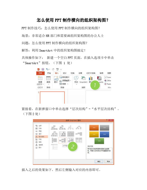 【PPT实用技巧】怎么使用PPT制作横向的组织架构图？