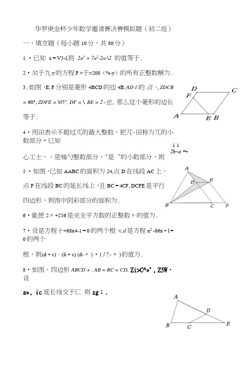 华罗庚金杯少年数学邀请赛决赛模拟题.doc