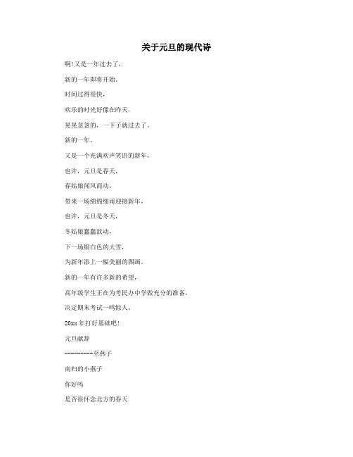 关于元旦的现代诗