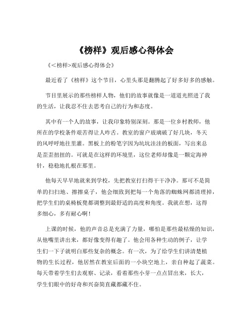 《榜样》观后感心得体会