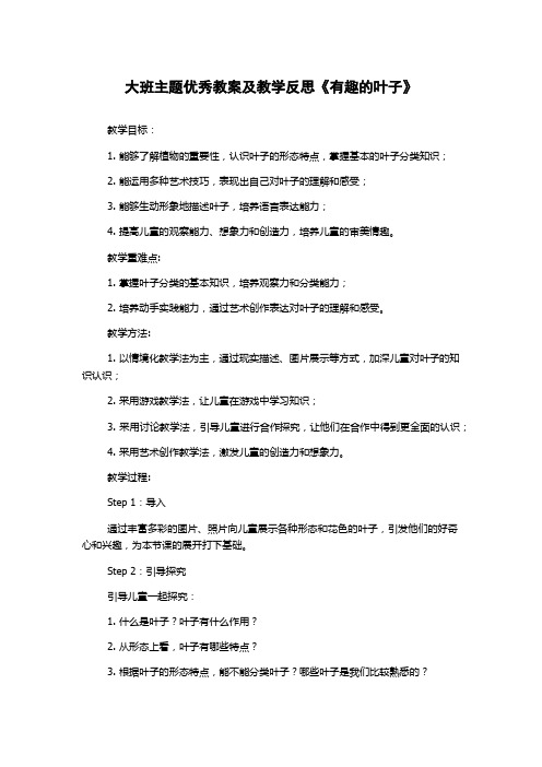 大班主题优秀教案及教学反思《有趣的叶子》