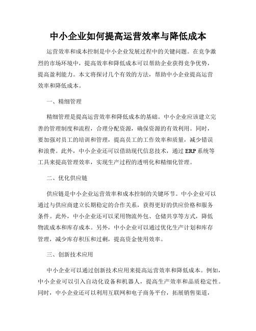 中小企业如何提高运营效率与降低成本