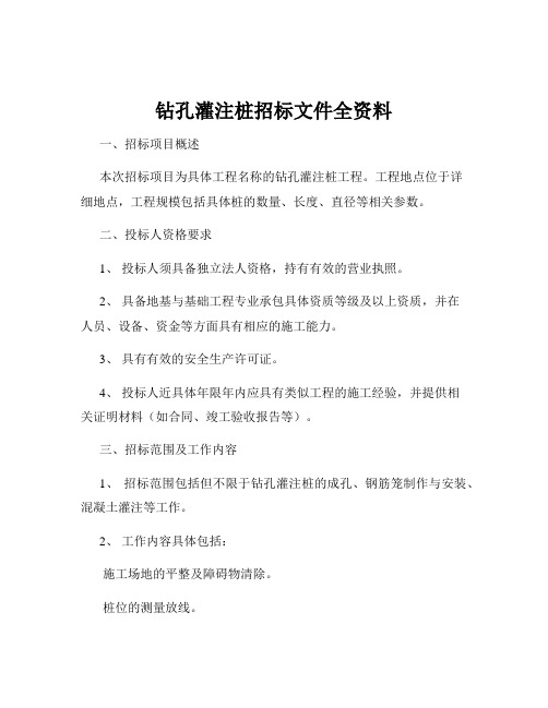 钻孔灌注桩招标文件全资料