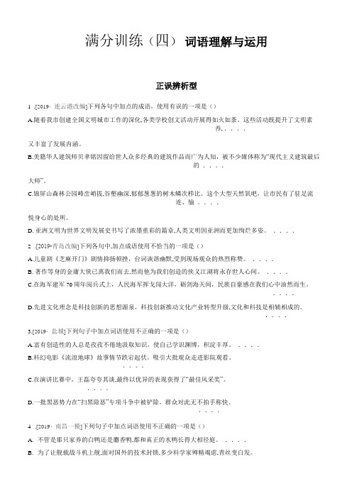 中考语文复习专项训练：词语理解与运用含答案