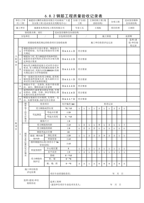 钢筋工程质量验收记录