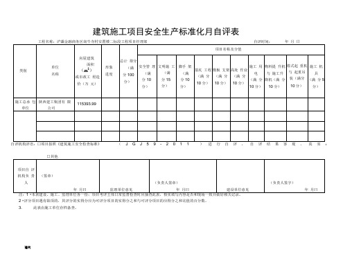 建筑施工项目安全生产标准化月自评表.doc