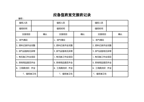 应急值班室交接班记录