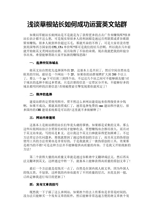 浅谈草根站长如何成功运营英文站群