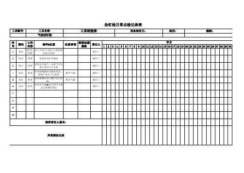 气动拉钉枪日常点检记录表