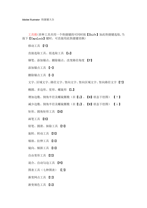 Adobe Illustrator 快捷键大全