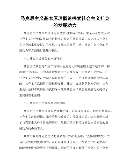 马克思主义基本原理概论探索社会主义社会的发展动力