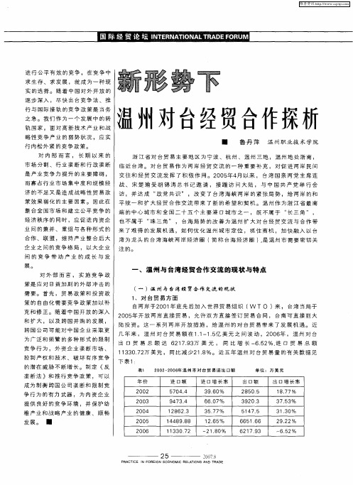 新形势下温州对台经贸合作探析