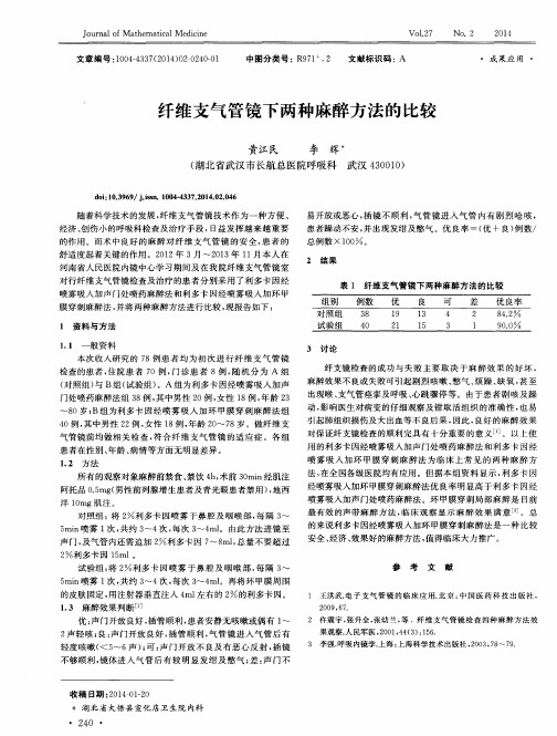 纤维支气管镜下两种麻醉方法的比较