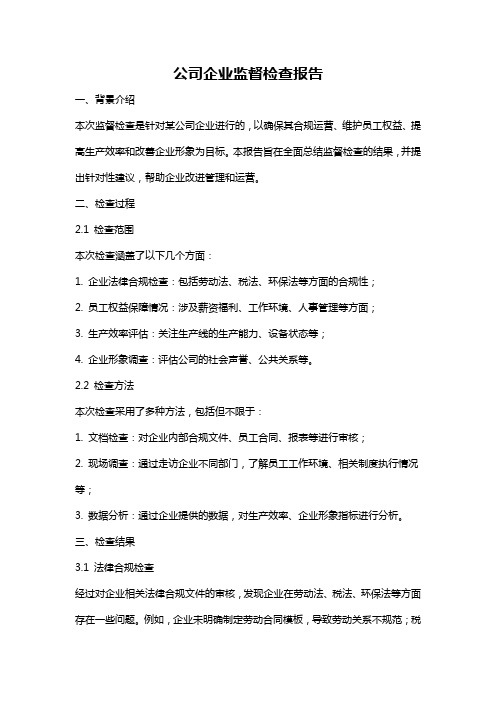 公司企业监督检查报告