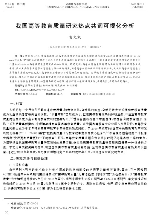 我国高等教育质量研究热点共词可视化分析