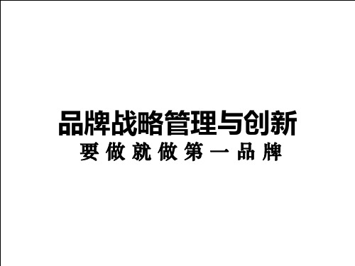 品牌战略管理与创新要做就做第一品牌