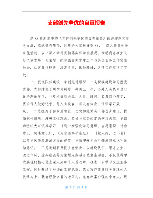 支部创先争优的自查报告