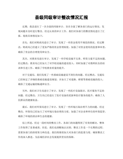 县级同级审计整改情况汇报