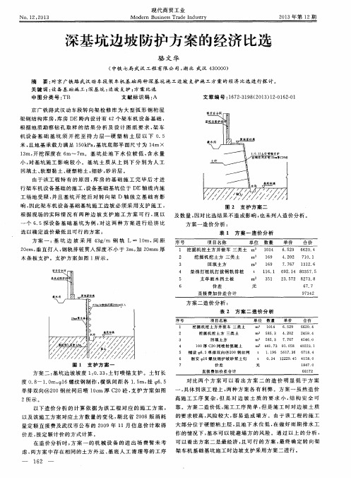 深基坑边坡防护方案的经济比选