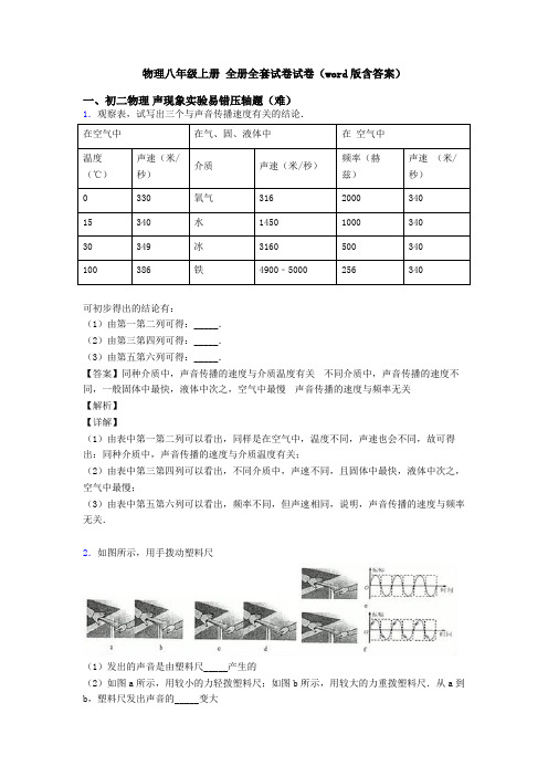 物理八年级上册 全册全套试卷试卷(word版含答案)